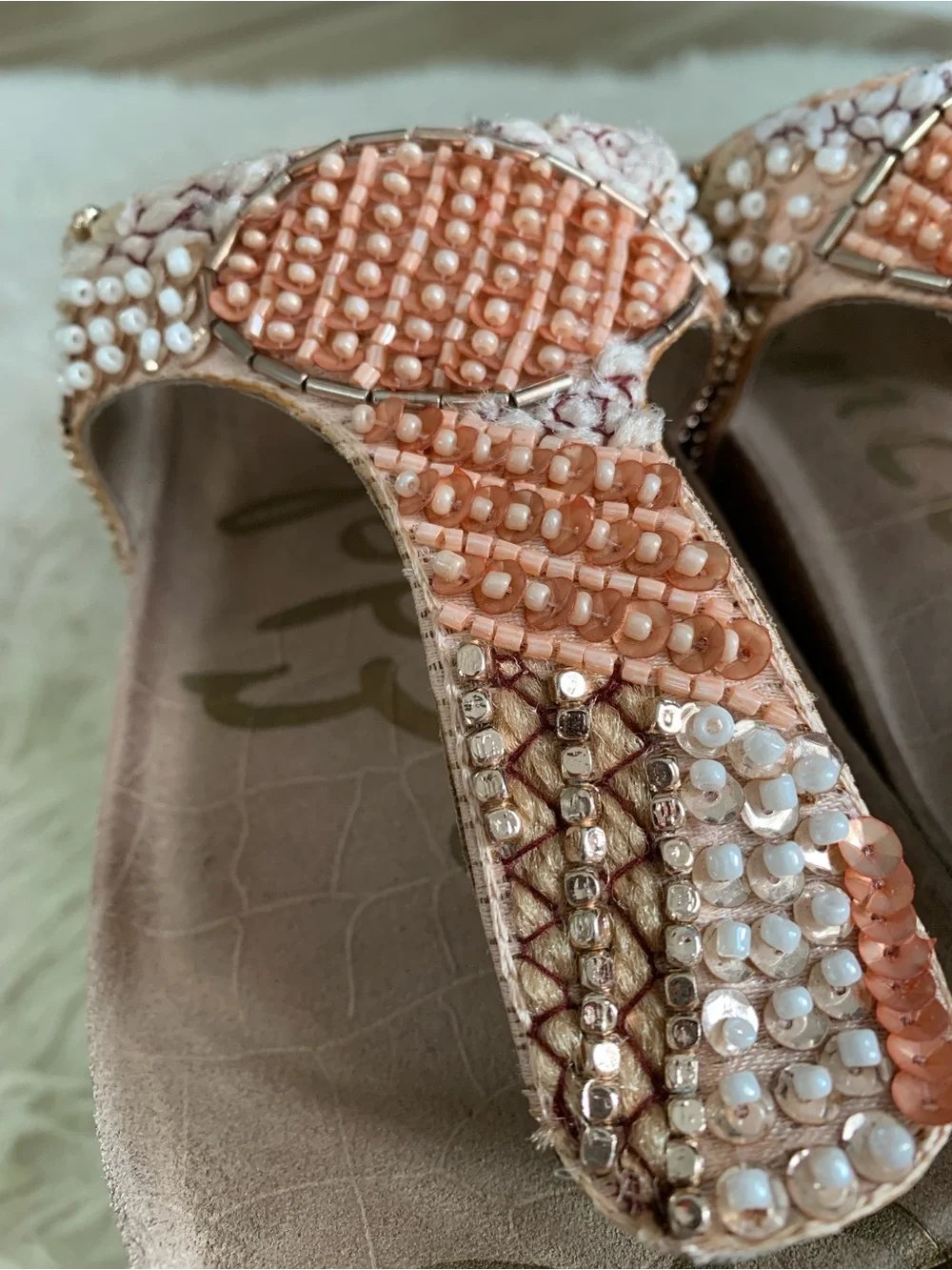 Sam Edelman Olivie Peach Beaded Sandals